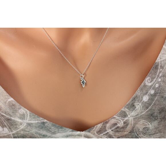 Sterling Silver Oxidized Grapes Charm Necklace - Picture 4 of 5